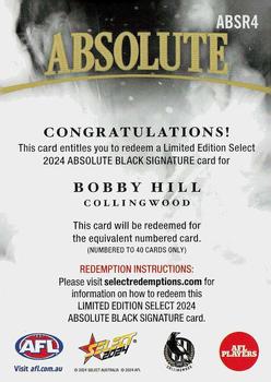 2024 Select AFL Footy Stars - Absolute Black Signature Redemption #ABSR4 Bobby Hill Back